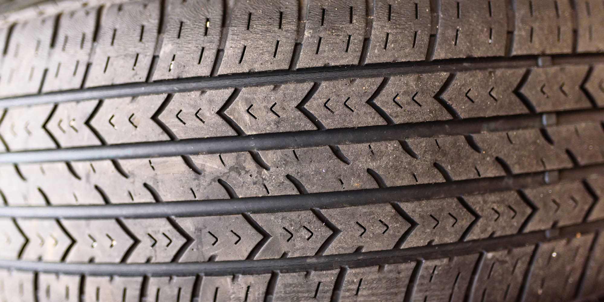Close-up of a tire's tread pattern